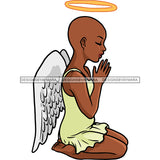 Bald Angel With Halo  Praying  Yellow Dress Wings   JPG PNG  Clipart Cricut Silhouette Cut Cutting