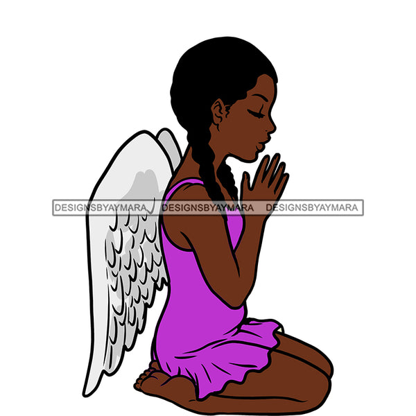 Angel  Praying  Purple Dress Wings   JPG PNG  Clipart Cricut Silhouette Cut Cutting