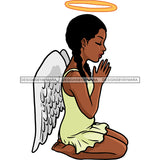 Angel With Halo Praying Yellow Dress With Wings   JPG PNG  Clipart Cricut Silhouette Cut Cutting