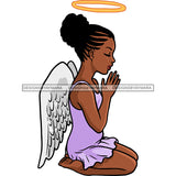 Angel With Halo Praying Lilac Dress With Wings   JPG PNG  Clipart Cricut Silhouette Cut Cutting