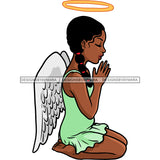 Angel With Halo  Praying Green Dress With Wings   JPG PNG  Clipart Cricut Silhouette Cut Cutting