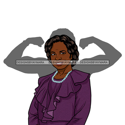 Older Black Woman Senior Citizen Granny Grandma Gray Hair Purple Dress Beads Pearls Skillz JPG PNG  Clipart Cricut Silhouette Cut Cutting