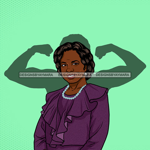 Smiling Older Black Woman Senior Citizen Granny Grandma Gray Hair Purple Dress Beads Pearls Green Background Shadow Skillz JPG PNG  Clipart Cricut Silhouette Cut Cutting