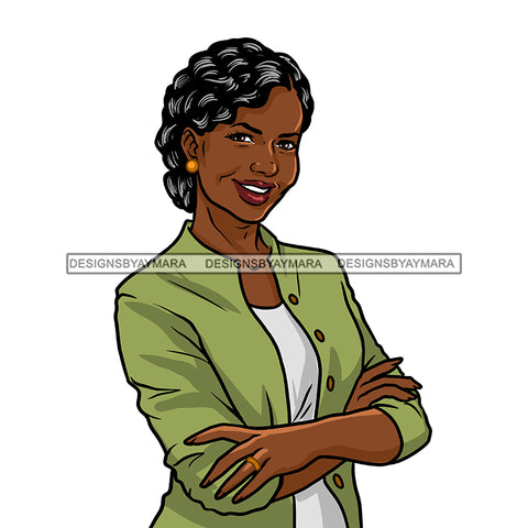 Black Woman Senior Citizen Granny Grandma Gray Hair Green Jacket Arms Crossed  Skillz JPG PNG Clipart Cricut Silhouette Cut Cutting