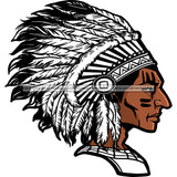 Native American Indigenous Chief War Bonnet Headdress Feathers Tribes Native People    Skillz JPG PNG  Clipart Cricut Silhouette Cut Cutting