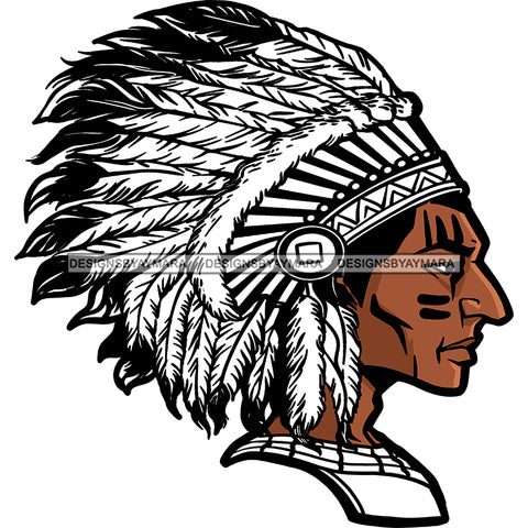 Native American Indigenous Chief War Bonnet Headdress Feathers Tribes Native People    Skillz JPG PNG  Clipart Cricut Silhouette Cut Cutting