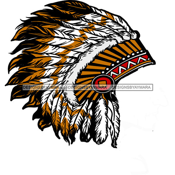 Native American Indigenous War Bonnet Gold Black Headdress Feathers Tribes Native  Skillz JPG PNG  Clipart Cricut Silhouette Cut Cutting