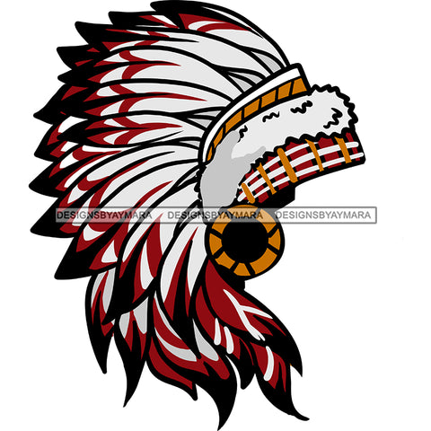 Native American Warrior Symbols War Bonnet Black Red White Headdress Headband Feathers Tribes Native  Skillz JPG PNG  Clipart Cricut Silhouette Cut Cutting
