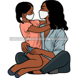 Mother Holding Child Lap Daughter Wearing Mask Lap Family Parent Children Graphic  Skillz JPG PNG  Clipart Cricut Silhouette Cut Cutting