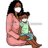 Mother Holding Child Lap Daughter Wearing Mask Lap Pink Dress Blue TShirt Blue Skirt Family Parent Children Graphic  Skillz JPG PNG  Clipart Cricut Silhouette Cut Cutting