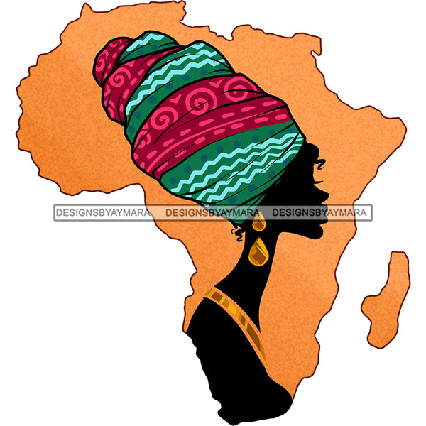 African Art Woman Head Wrapped Head Covering African Prints Africa Continent Graphic  Skillz JPG PNG  Clipart Cricut Silhouette Cut Cutting
