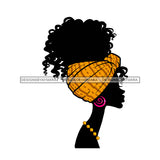 African Art Woman Yellow Head Wrapped Head Covering Pink Earrings Yellow Beads African Prints Graphic  Skillz JPG PNG  Clipart Cricut Silhouette Cut Cutting