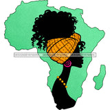 African Art Woman Yellow Head Wrapped Head Covering Pink Earrings Yellow Beads African Prints Green Africa Continent Graphic  Skillz JPG PNG  Clipart Cricut Silhouette Cut Cutting