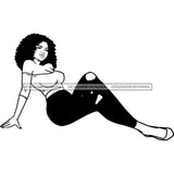 Afro Woman Posing Melanin Nubian Black Girl Magic Afro Hairstyle B/W SVG JPG PNG Designs Cricut Silhouette Cutting