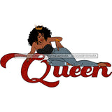 Sexy Black Sister Laying Down Posing Ripped Torn Jeans Red Shoes Top Of  Red Queen Word Crown Gold Necklace Halter Quote Graphic  Skillz JPG PNG  Clipart Cricut Silhouette Cut Cutting