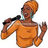 Black Singer In Orange Top And Headwrap Singing JPG PNG  Clipart Cricut Silhouette Cut Cutting