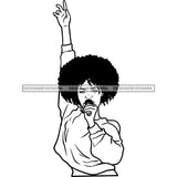 Afro Woman Singing Musical Talent Singer Artist Hoop Earrings Puffy Afro Hairstyle B/W SVG PNG JPG Cutting Files For Silhouette Cricut and More