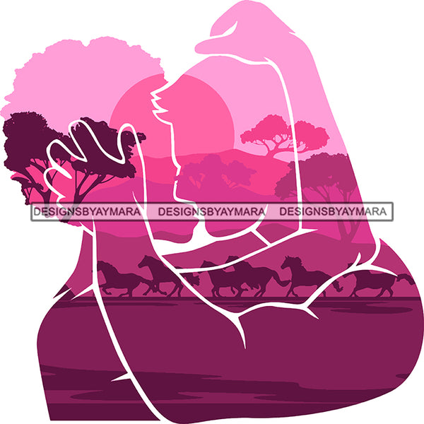 Sensual Couple Silhouette African Wildlife Proud Roots Safari Savanna Africa Continent Exotic Scenic SVG Cutting Files