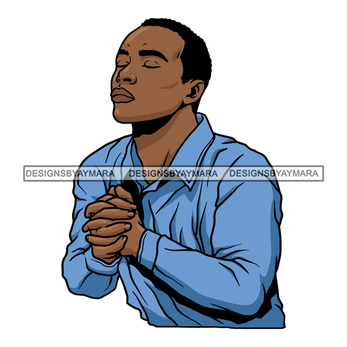 Black Man Praying SVG JPG PNG Vector Clipart Cricut Silhouette Cut Cut ...