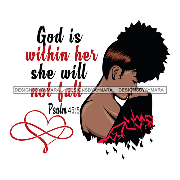 Afro Black Woman Praying Portrait God Psalm Religious SVG Cutting Files For Silhouette Cricut
