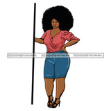 Curvy Woman Wearing Heels Big Afro Hair Black Diva Queen SVG JPG PNG Vector Clipart Cricut Silhouette Cut Cutting