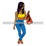 Black Woman On The Go Long Hair Sunglasses In Jeans SVG JPG PNG Vector Clipart Cricut Silhouette Cut Cutting