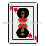 Afro Woman Hot Selling Designs Casino Card Queen Heart .SVG Cutting Files For Silhouette Cricut and More!