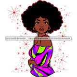 Afro Goddess Black Woman Afro Hair Purple Green Stripe Top SVG Cutting Vector Files Artwork for Cricut Silhouette And More
