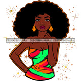 Afro Goddess Black Woman Big Afro Hair Orange Green Stripe Top Earrings SVG Cutting Vector Files Artwork for Cricut Silhouette And More