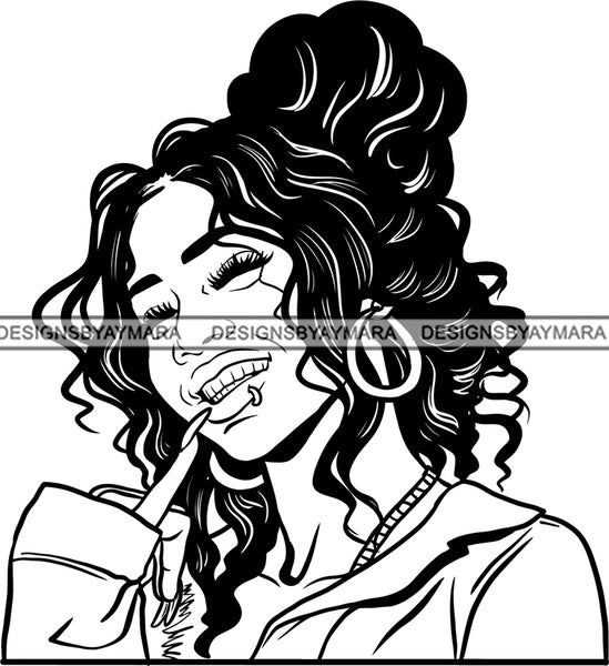 Pretty Street Fashion Girl Grill Teeth Long Nails Messy Hair Bun Pretty Girl Fabulous SVG JPG PNG Vector Clipart Cricut Cutting File