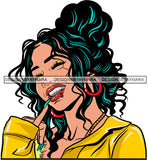 Pretty Street Fashion Girl Grill Teeth Long Nails Messy hair Bun Pretty Girl Fabulous SVG JPG PNG Vector Clipart Cricut Cutting File