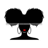 Black Silhouette Woman Afro Puffs Red Lips SVG JPG PNG Vector Clipart Cricut Silhouette Cut Cutting