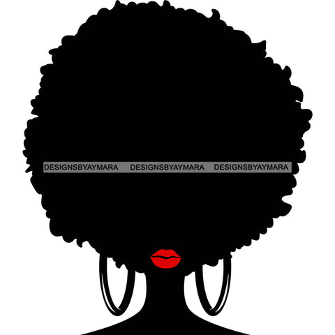 Black Silhouette Woman  Afro Hair Red Lips SVG JPG PNG Vector Clipart Cricut Silhouette Cut Cutting