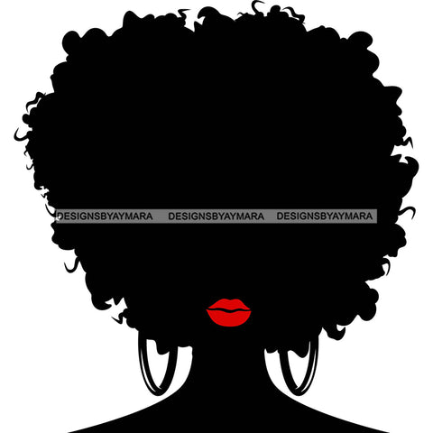 Black Silhouette Woman  Afro Hair Red Lips SVG JPG PNG Vector Clipart Cricut Silhouette Cut Cutting