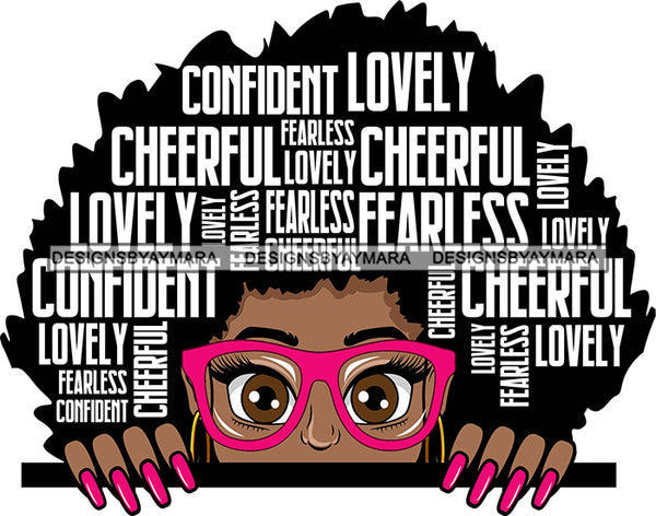 Afro Cute Peeking Lili Big Afro Puff Hair Quotes Wearing Glasses Black Girl Magic Melanin Popping Hipster Girl SVG JPG PNG Layered Cutting Files For Silhouette Cricut and More