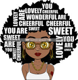 Afro Cute Lili Woman Big Afro Puff Hair Quotes Wearing Glasses Tattoo Black Girl Magic Melanin Popping Hipster Girl SVG JPG PNG Layered Cutting Files For Silhouette Cricut and More