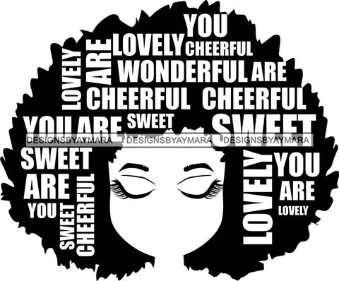 Afro Cute Lili Woman Big Afro Puff Hair Quotes Black Girl Magic Melanin Popping Hipster Girl SVG JPG PNG Layered Cutting Files For Silhouette Cricut and More