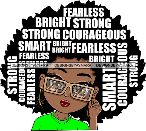 Afro Cute Lili Woman Wearing Glasses Big Afro Puff Hair Quotes Black Girl Magic Melanin Popping Hipster Girl SVG JPG PNG Layered Cutting Files For Silhouette Cricut and More