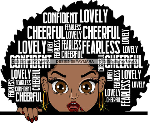 Afro Cute Peeking Lili Woman Big Afro Puff Hair Quotes Black Girl Magic Melanin Popping Hipster Girl SVG JPG PNG Layered Cutting Files For Silhouette Cricut and More