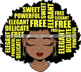 Afro Cute Lili Woman Big Afro Puff Hair Quotes Black Girl Magic Melanin Popping Hipster Girl SVG JPG PNG Layered Cutting Files For Silhouette Cricut and More