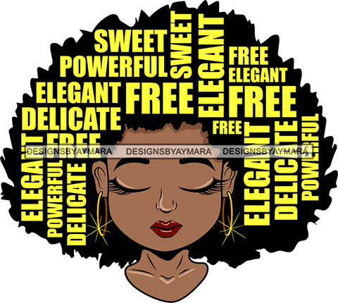 Afro Cute Lili Woman Big Afro Puff Hair Quotes Black Girl Magic Melanin Popping Hipster Girl SVG JPG PNG Layered Cutting Files For Silhouette Cricut and More