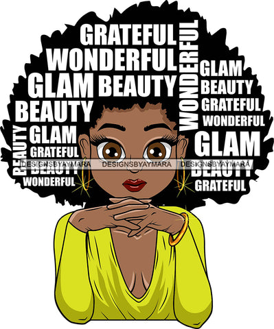 Afro Cute Lili Woman Big Afro Puff Hair Quotes Black Girl Magic Melanin Popping Hipster Girl SVG JPG PNG Layered Cutting Files For Silhouette Cricut and More