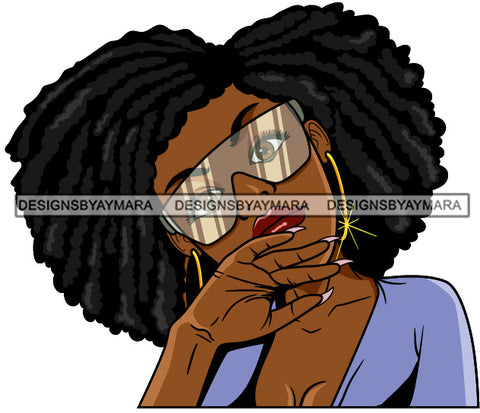 Afro Lola Woman Fashion Big Sunglasses Locs  Hair Blue Top  SVG Cutting Vector Files Artwork for Cricut Silhouette And More