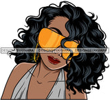 Afro Lola Woman Fashion Gold Yellow Sunglasses Shades Long Curly Hair Gray Top  SVG Cutting Vector Files Artwork for Cricut Silhouette And More