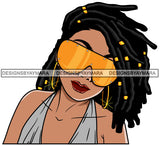 Afro Lola Woman Fashion Gold Yellow Sunglasses Shades Locs Hair Gray Top  SVG Cutting Vector Files Artwork for Cricut Silhouette And More