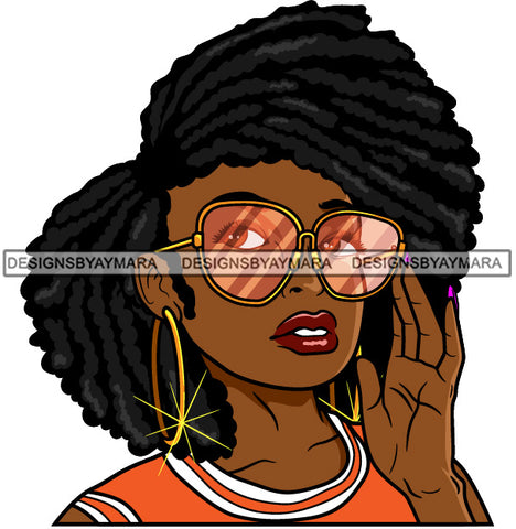 Afro Lola Woman Orange Top Fashion Sunglasses Big Afro Hair SVG Cutting Vector Files Artwork for Cricut Silhouette And More