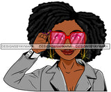 Afro Lola Woman Fashion Pink Sunglasses Shades Big Afro Hair Gray Top  SVG Cutting Vector Files Artwork for Cricut Silhouette And More