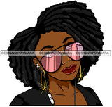 Afro Lola Woman Fashion Big Sunglasses Locs Black Hair Black Jacket Earbud  SVG Cutting Vector Files Artwork for Cricut Silhouette And More