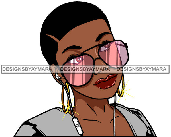 Afro Lola Woman Fashion Big Sunglasses Short Hair Gray Top  SVG Cutting Vector Files Artwork for Cricut Silhouette And More