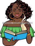 Afro Lola Reading A Book Education Smart Woman Drinking Coffee .SVG Cutting Files For Silhouette Cricut and More!